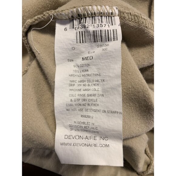 Devon Aire Beige Cotton Pull-On Equestrian Riding Breeches W/ Leather Knee Patch - Picture 4 of 8